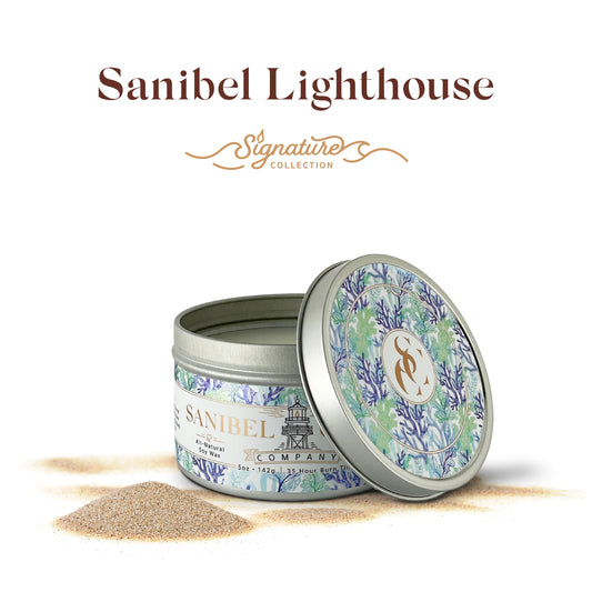 Sanibel Lighthouse Sanibel Candle Company Signature hand-poured candles on Sanibel island Florida 5 ounce 35 hour burn time