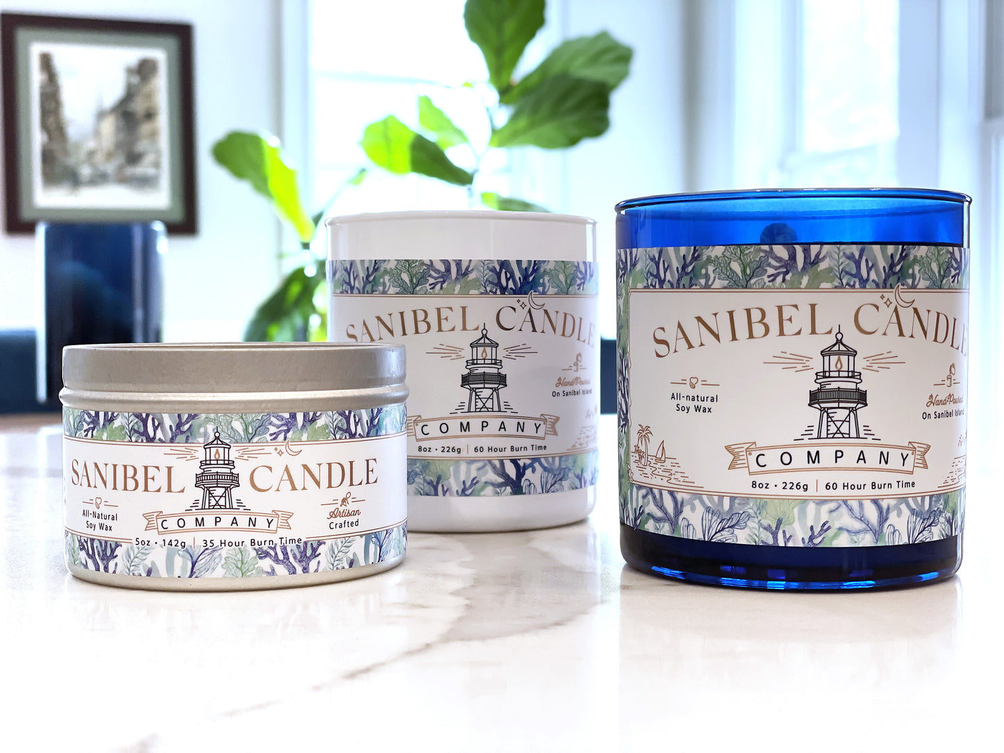 Sanibel Candle Company Signature Captiva Breeze full candle line artisan crafted metallic designed label