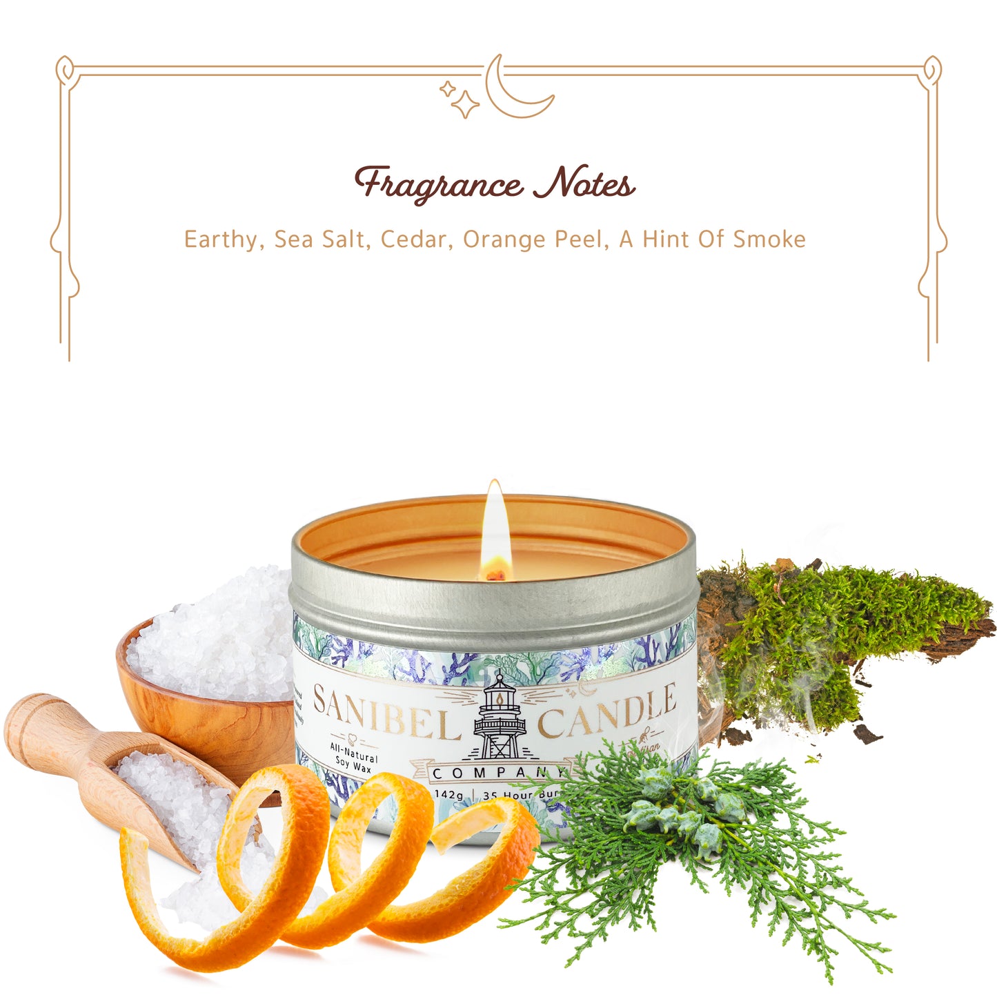 Sanibel Lighthouse Sanibel Candle Company Fragrance Notes earthy sea salt cedar orange peel a hit of smoke