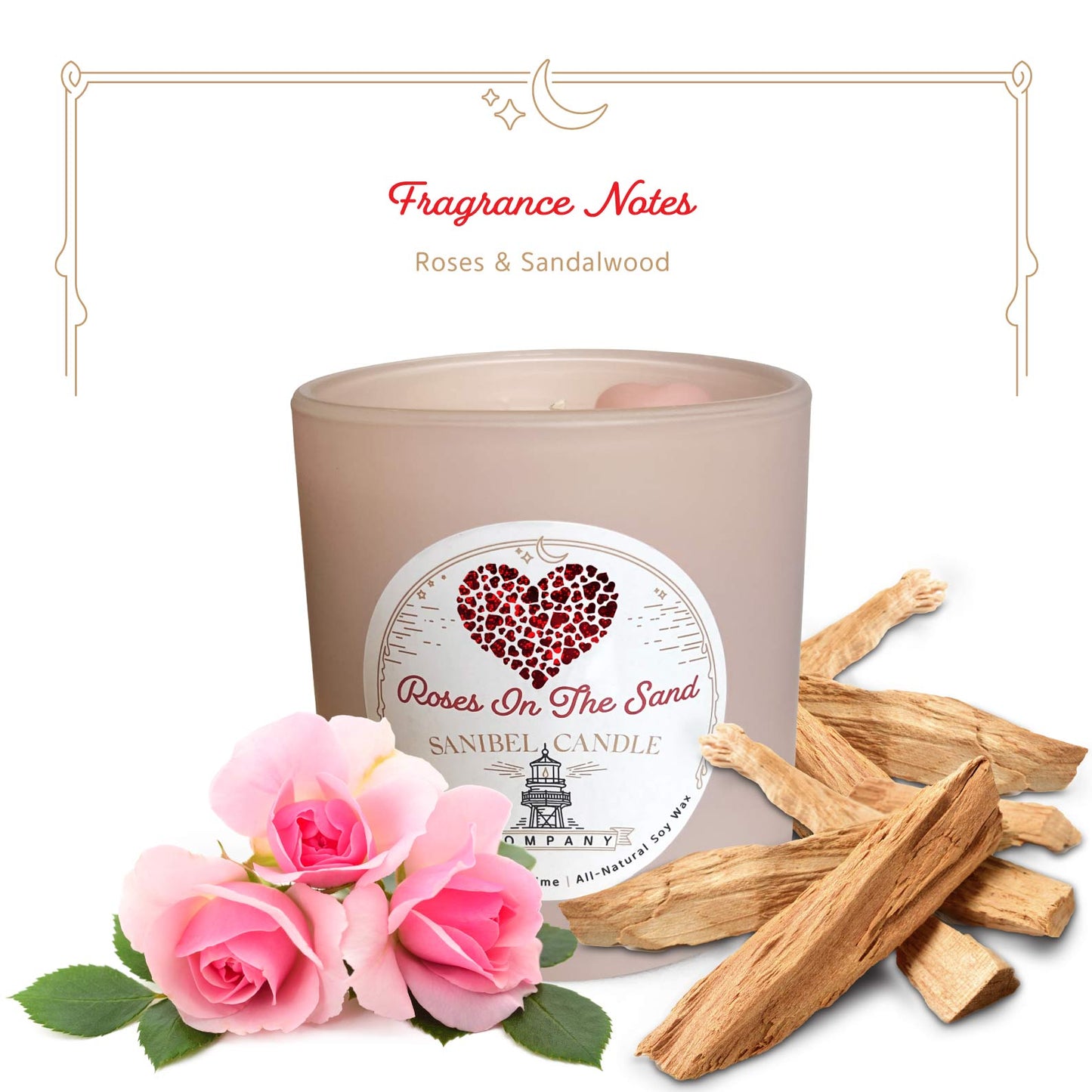 Sanibel Candle Company - Roses In The Sand - Valentine's Day Candle - 12 oz