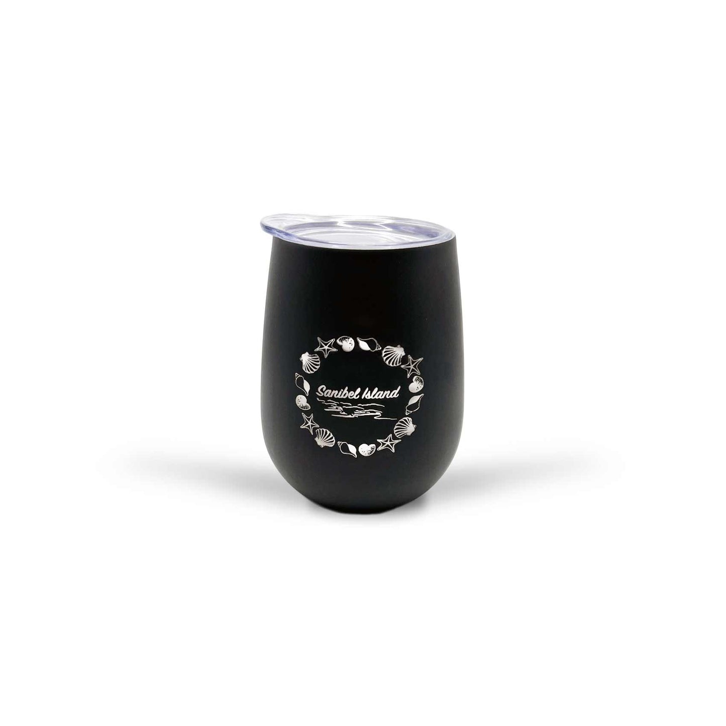 Sanibel Island - 12 oz Stainless Wine Tumbler - Black