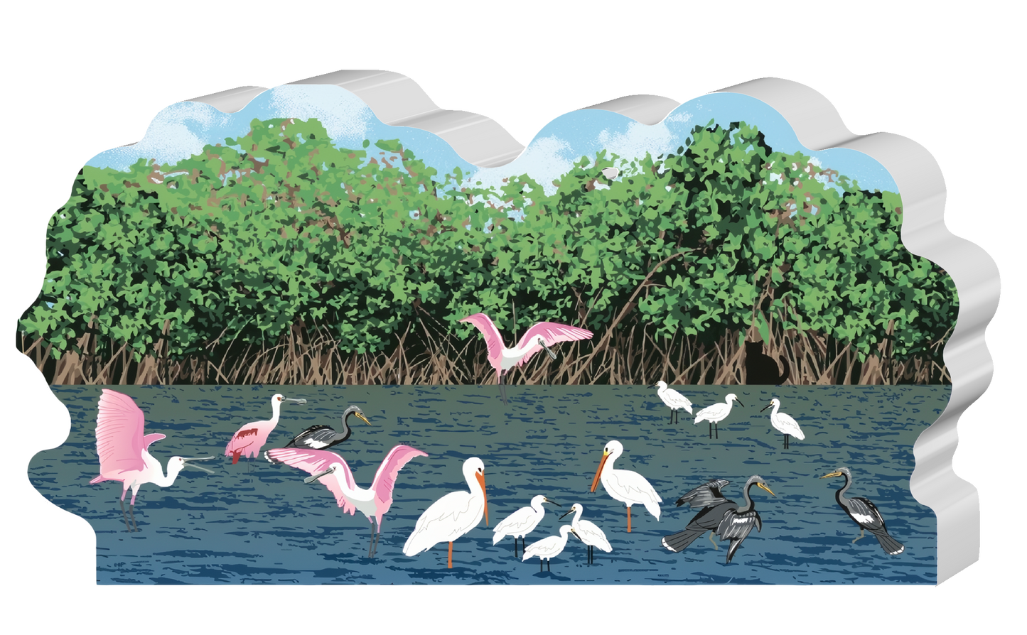 Roseate Spoonbills, JN Ding Darling Refuge - Sanibel Island, Florida - Shelf Sitter