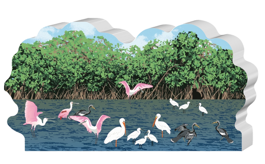 Roseate Spoonbills, JN Ding Darling Refuge - Sanibel Island, Florida - Shelf Sitter