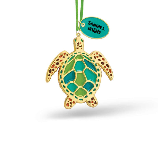 Gold Turtle Christmas Ornament