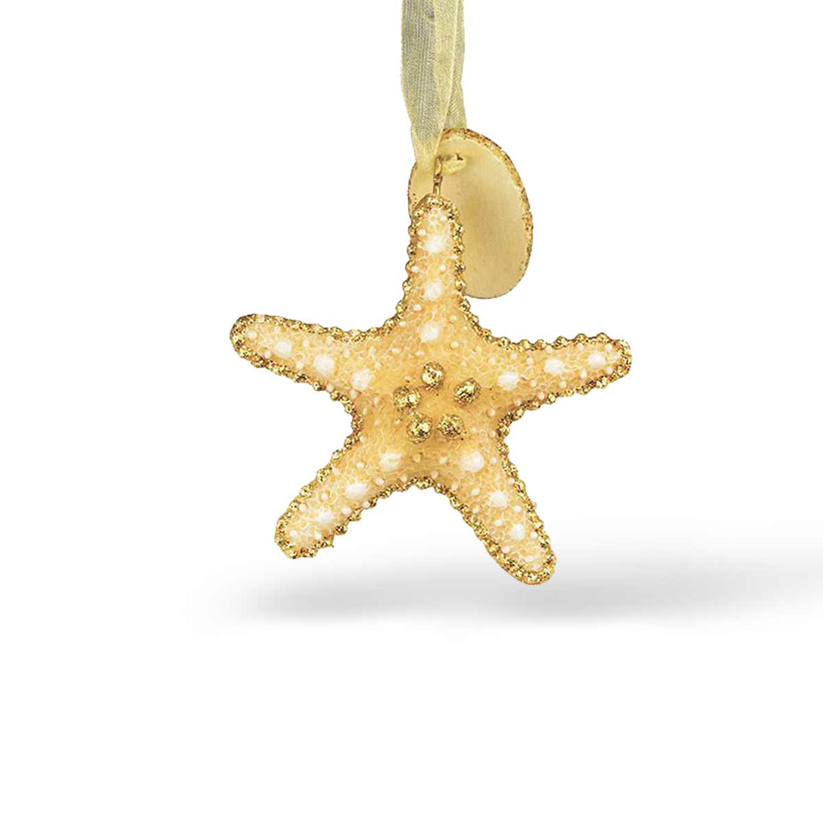 Gold Starfish Christmas Ornament