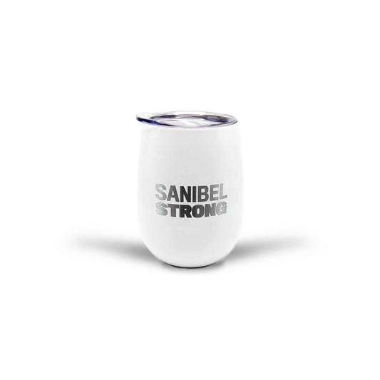 Sanibel Strong - 12 oz Stainless Wine Tumbler - White