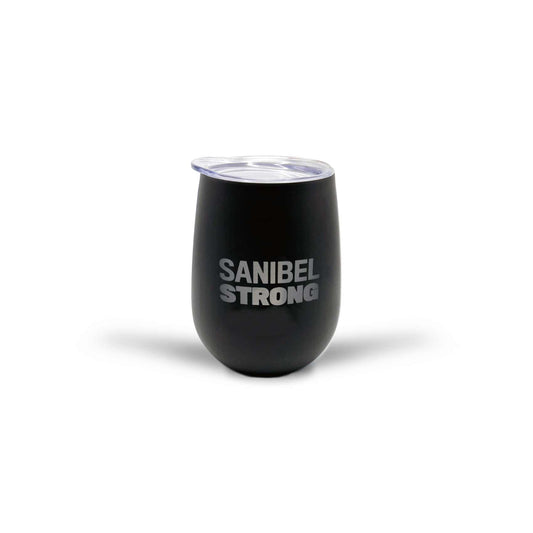 Sanibel Strong - 12 oz Stainless Wine Tumbler - Black