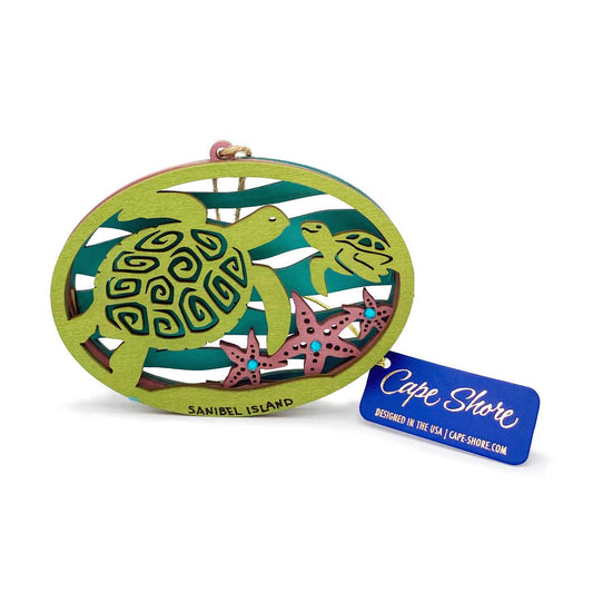 Sanibel Island - Laser Cut Sea Turtles - Christmas Ornament