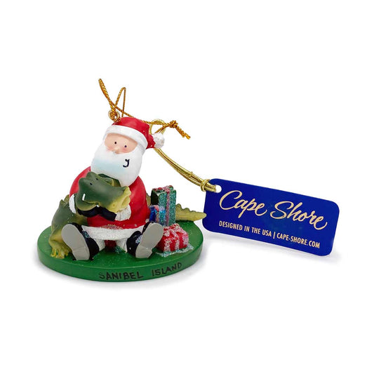 Sanibel Island - Santa Wrestling Gator - Christmas Ornament